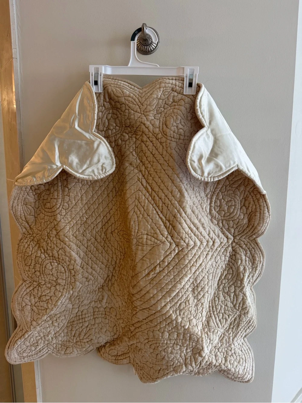 Quilted Pillowcases in Taupe Beige - Elegant Paisley & Diamond Stitch